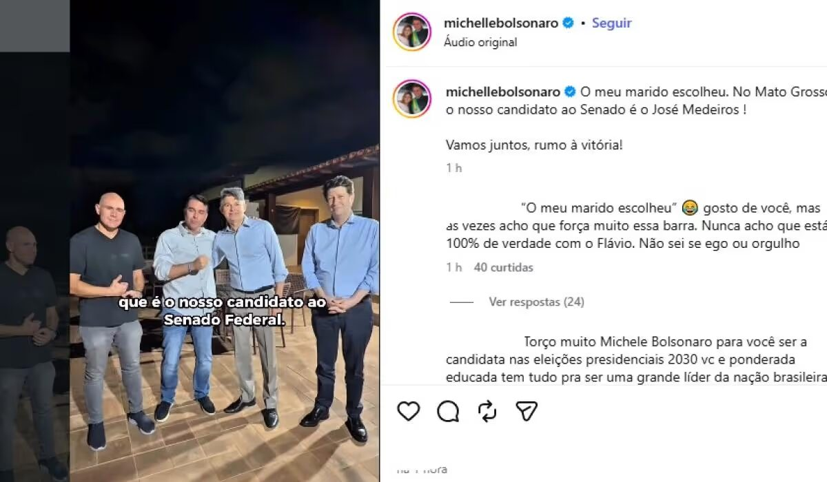 Michelle Bolsonaro sela apoio a Medeiros e reafirma: “Meu marido escolheu”